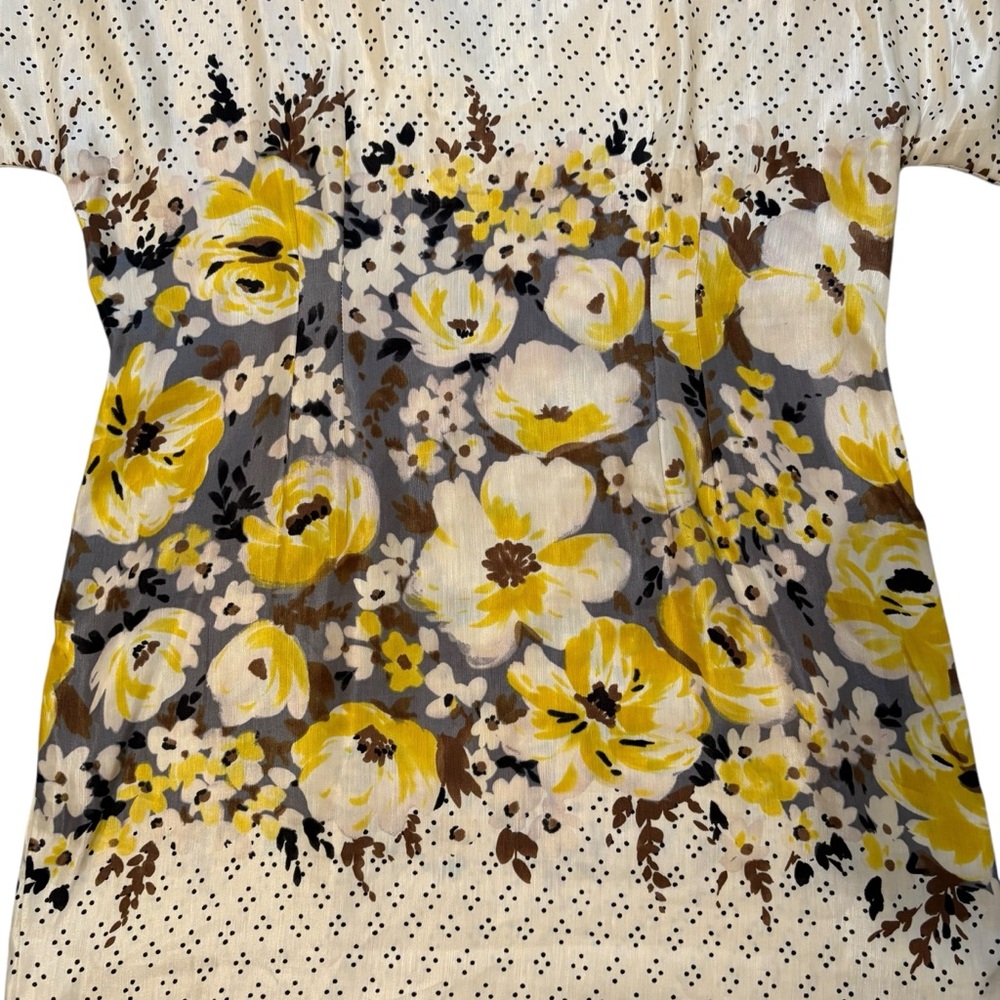 Anthropologie MEADOW RUE Plena Peppered Polka Dot Floral Yellow Shift Dress - Picture 13 of 15